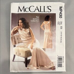 McCalls Archive Collection Circa 1930 Evening Gown Sewing Pattern Uncut